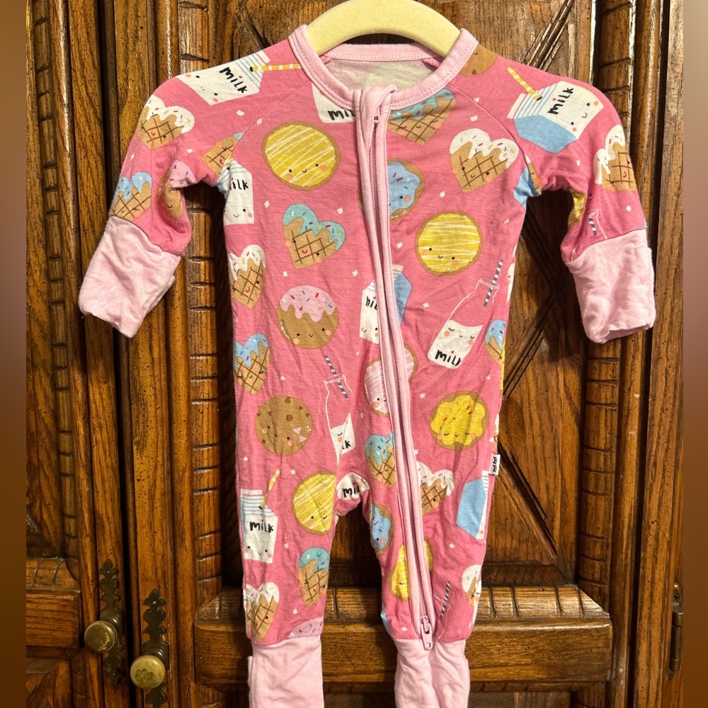 Little Sleepies Pink Ice Cream & Treat Print Footed One-Piece